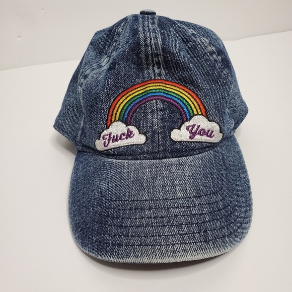 Spencer's Accessories - F**K You - Rainbow Denim Adjustable Hat